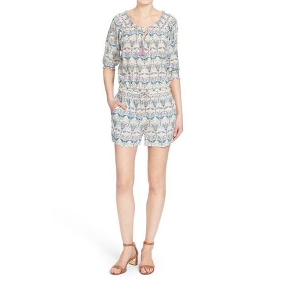 Authentic TORY BURCH 100% Silk Mosaic Romper in Provence Pompeii Sz M $350 a27 - Picture 1 of 7